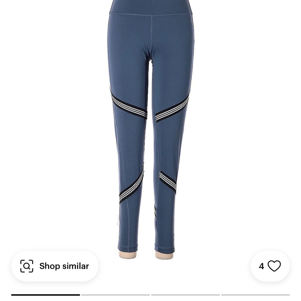 Blue Leggings with Striped Detail